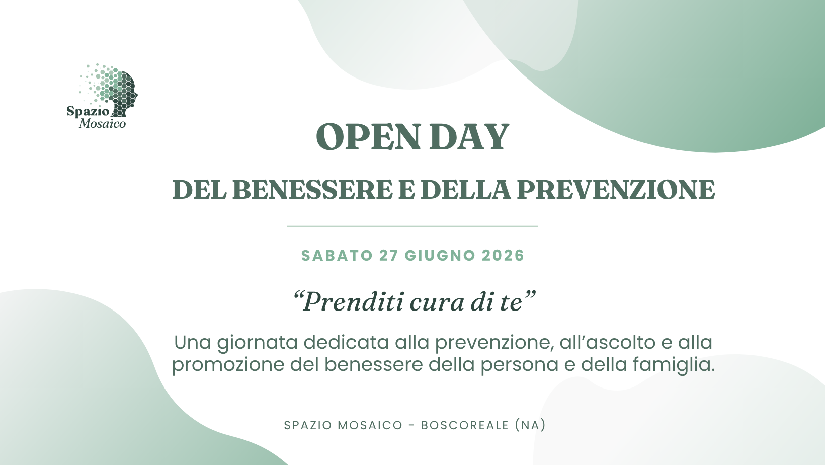27 Giugno 2026 – Open Day del Benessere e della Prevenzione a Boscoreale